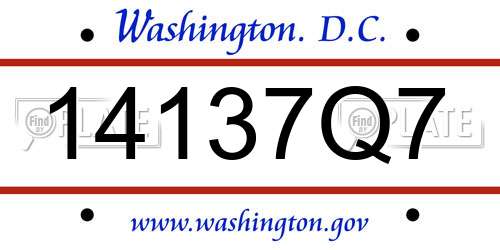 14137Q7 District Of Columbia License Plate