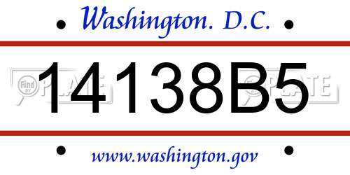 14138B5 District Of Columbia License Plate