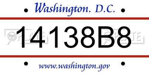 14138B8 District Of Columbia License Plate