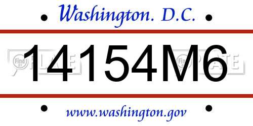 14154M6 District Of Columbia License Plate