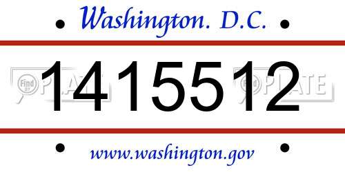 1415512 District Of Columbia License Plate
