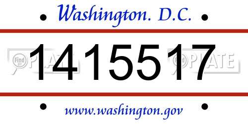 1415517 District Of Columbia License Plate