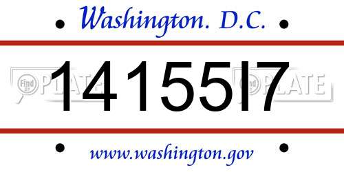 14155I7 District Of Columbia License Plate