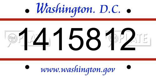 1415812 District Of Columbia License Plate
