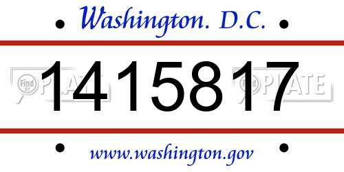 1415817 District Of Columbia License Plate