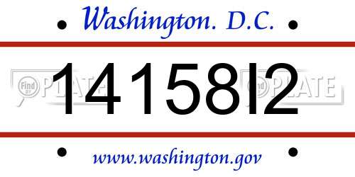 14158I2 District Of Columbia License Plate