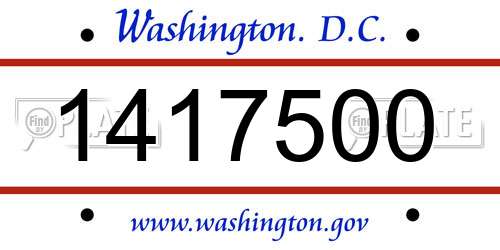 1417500 District Of Columbia License Plate