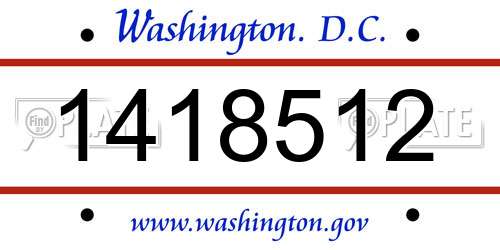 1418512 District Of Columbia License Plate