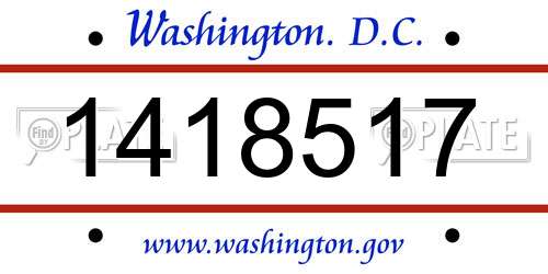 1418517 District Of Columbia License Plate