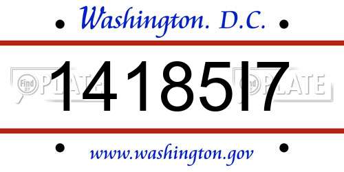 14185I7 District Of Columbia License Plate