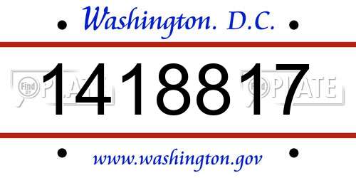 1418817 District Of Columbia License Plate