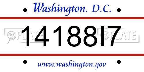 14188I7 District Of Columbia License Plate