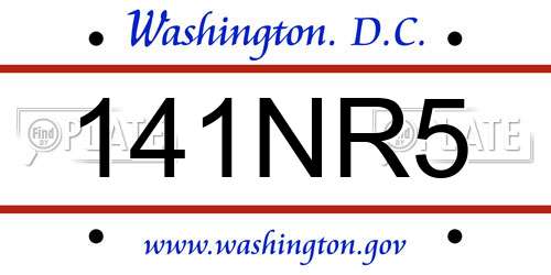 141NR5 District Of Columbia License Plate