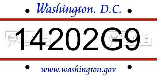 14202G9 District Of Columbia License Plate