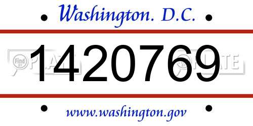 1420769 District Of Columbia License Plate
