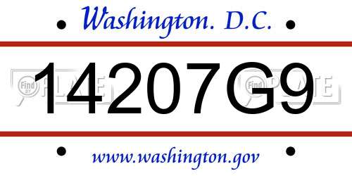 14207G9 District Of Columbia License Plate