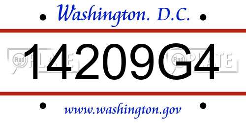 14209G4 District Of Columbia License Plate