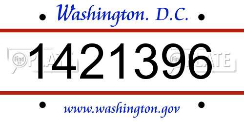 1421396 District Of Columbia License Plate