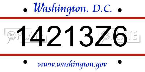 14213Z6 District Of Columbia License Plate