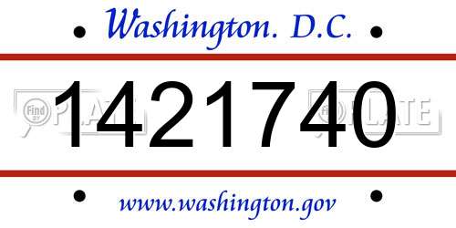 1421740 District Of Columbia License Plate