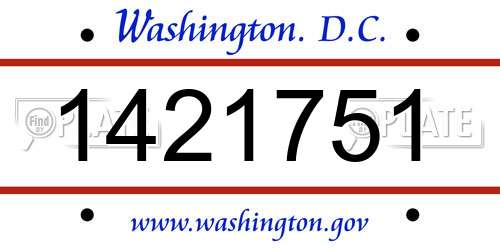 1421751 District Of Columbia License Plate
