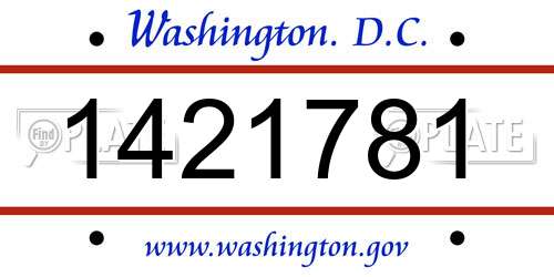1421781 District Of Columbia License Plate