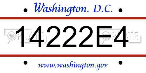 14222E4 District Of Columbia License Plate