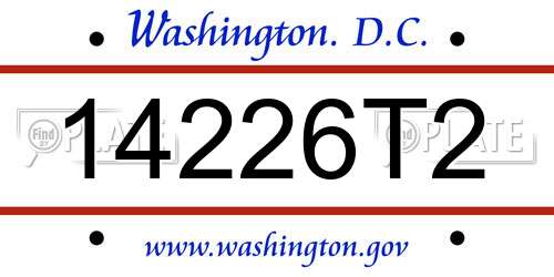 14226T2 District Of Columbia License Plate
