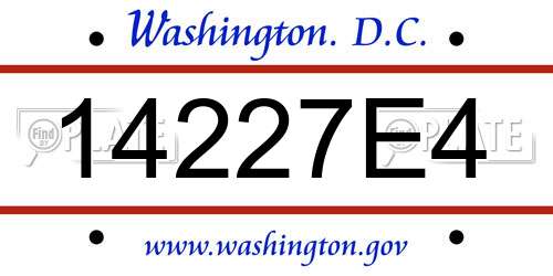 14227E4 District Of Columbia License Plate