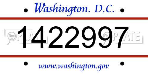 1422997 District Of Columbia License Plate