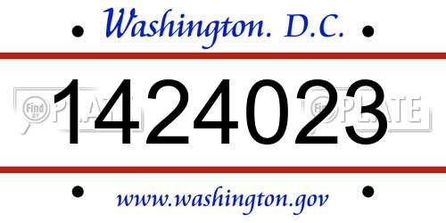 1424023 District Of Columbia License Plate