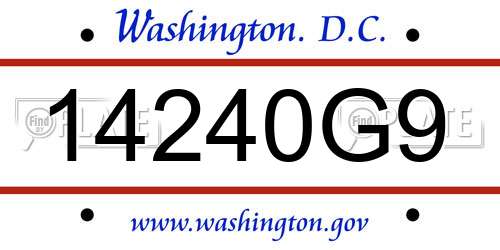 14240G9 District Of Columbia License Plate