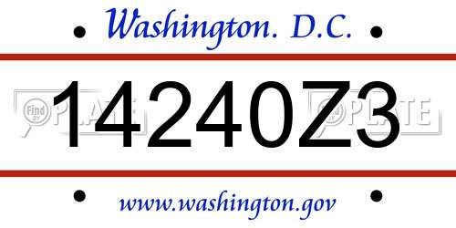 14240Z3 District Of Columbia License Plate