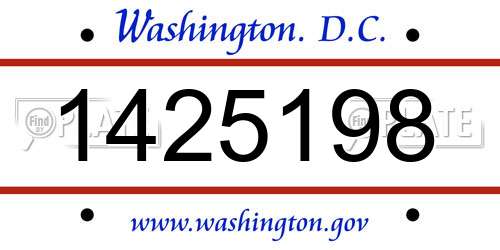 1425198 District Of Columbia License Plate