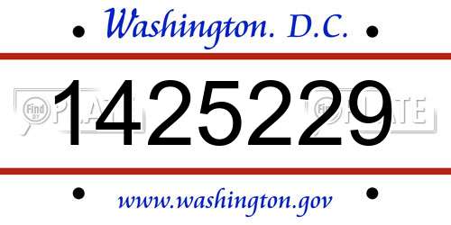 1425229 District Of Columbia License Plate