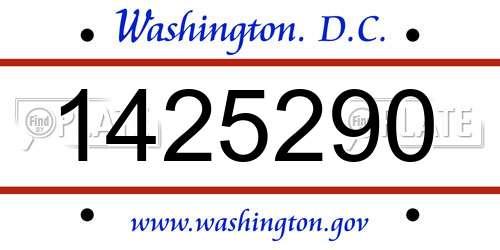 1425290 District Of Columbia License Plate