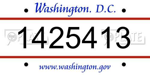 1425413 District Of Columbia License Plate