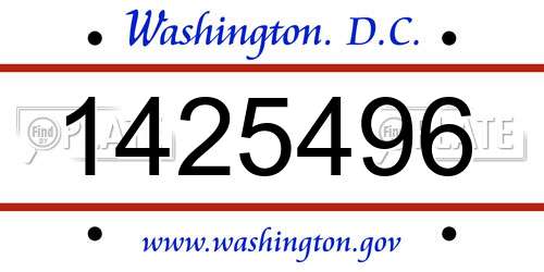 1425496 District Of Columbia License Plate