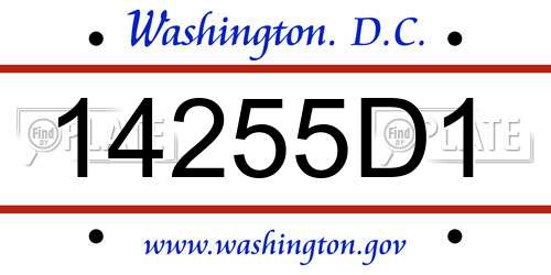 14255D1 District Of Columbia License Plate