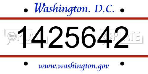 1425642 District Of Columbia License Plate