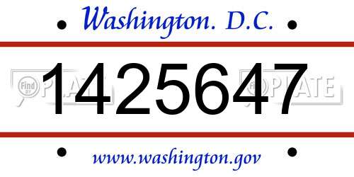 1425647 District Of Columbia License Plate