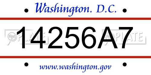 14256A7 District Of Columbia License Plate