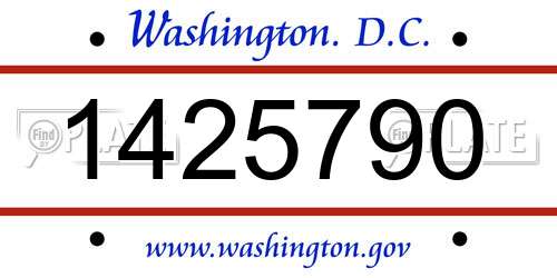 1425790 District Of Columbia License Plate