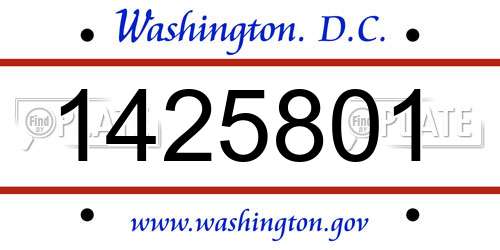 1425801 District Of Columbia License Plate