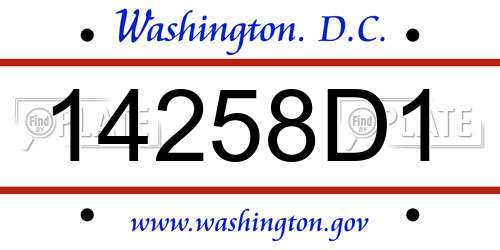 14258D1 District Of Columbia License Plate