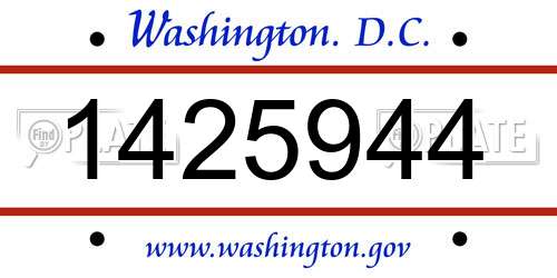 1425944 District Of Columbia License Plate