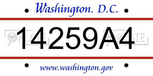14259A4 District Of Columbia License Plate