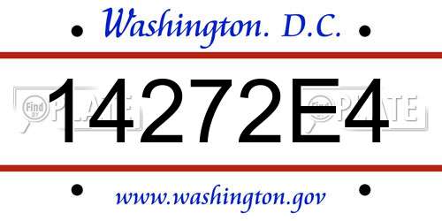 14272E4 District Of Columbia License Plate