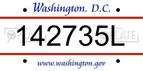 142735L District Of Columbia License Plate
