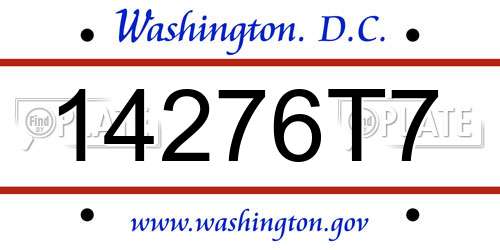 14276T7 District Of Columbia License Plate